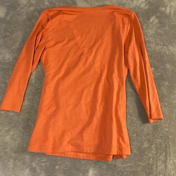 Soft Surroundings Orange Wrap Blouse 3/4 Sleeve Fitted Small - Picture 3 of 7